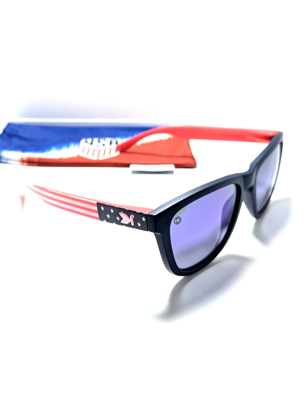 Knockaround Premiums Blue Mirrored UV Navy Blue USA Flag Square Men's Sunglasses